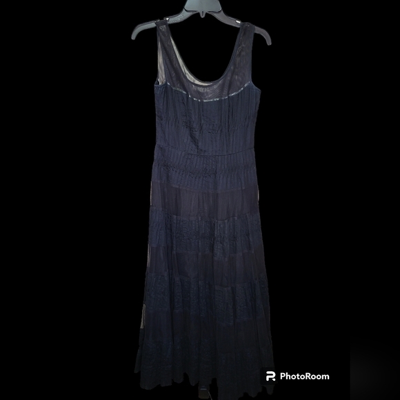 Free People size 4 black long maxi layered tier dress sleeveless lined - Picture 14 of 16